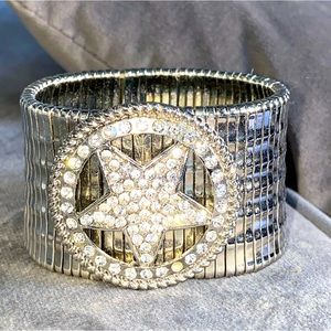 ⭐️STAR Silver Sparkle Stretch Bracelet⭐️WIDE Look✨Fun!⭐️